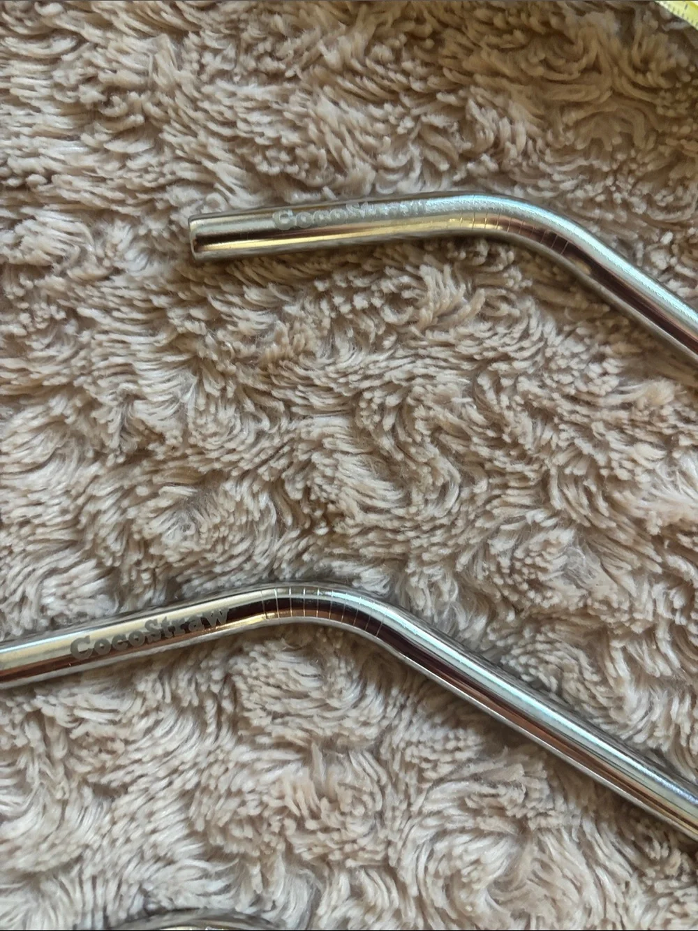 Stainless Steel Reusable Bent Drinking Straws - Silver (3 Pack)